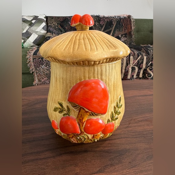 Vintage Other - 🍄 Vintage Mushroom Canister Jar – Cottagecore Retro Kitchen